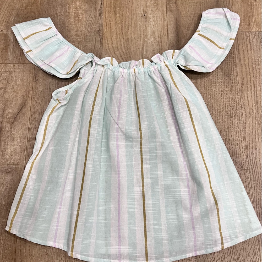 E & M Mint Striped Off-Shoulder Tank Top